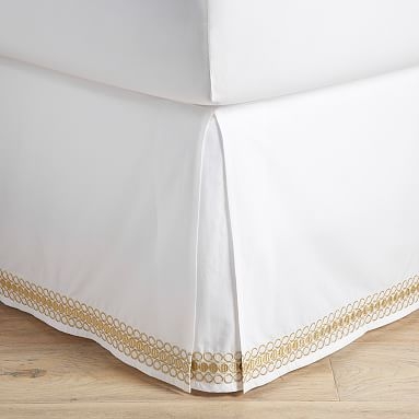 Lilly Pulitzer Organic Embroidered Trim Bed Skirt, Full, Gold - Image 0