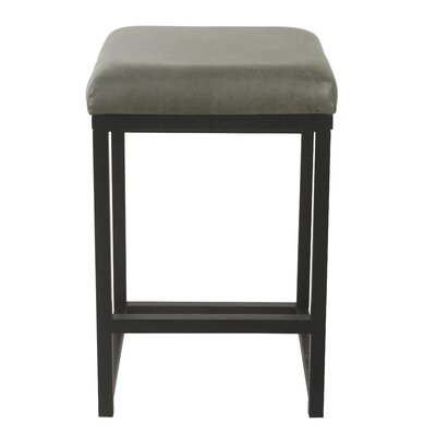 Ebern Designs Open Back Counter Stool - Gray Faux Leather - Image 0