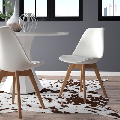 Dakota Upholstered Dining Chair (Set of 2) - White Upholstery/White Frame/Natural Legs - Image 0