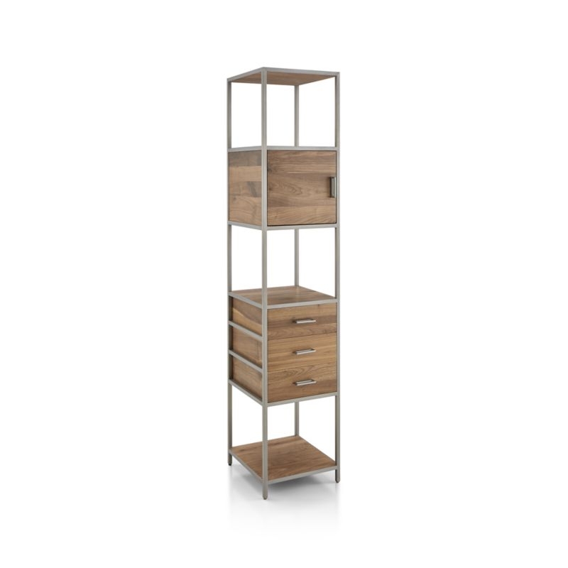 Knox Nickel Tall Narrow Storage Bookcase - Image 1