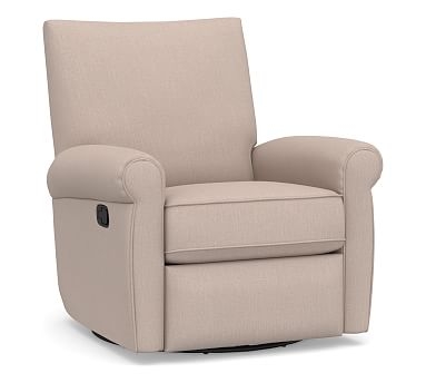 Grayson Roll Arm Upholstered Swivel Recliner, Polyester Wrapped Cushions, Performance Heathered Tweed Desert - Image 0