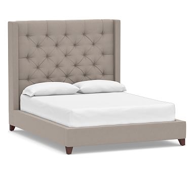 Harper Upholstered Tufted Tall Bed without Nailheads, California King, Performance Everydayvelvet(TM) Carbon - Image 0