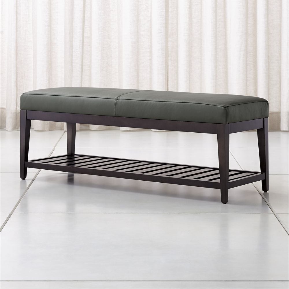 Nash Leather Small Bench with Slats - Image 0