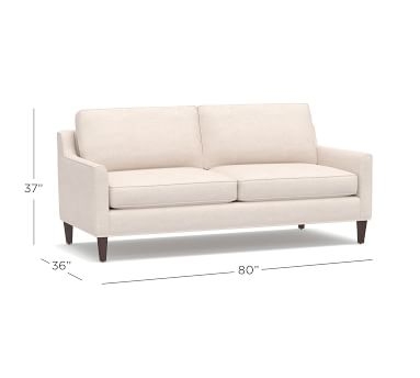 Beverly Upholstered Sofa 80", Polyester Wrapped Cushions, Premium Performance Basketweave Pebble - Image 1