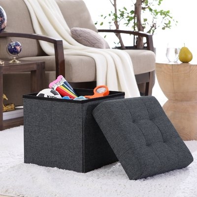 Lambertville Foldable Tufted Square Cube Foot Rest Storage Ottoman - Image 0