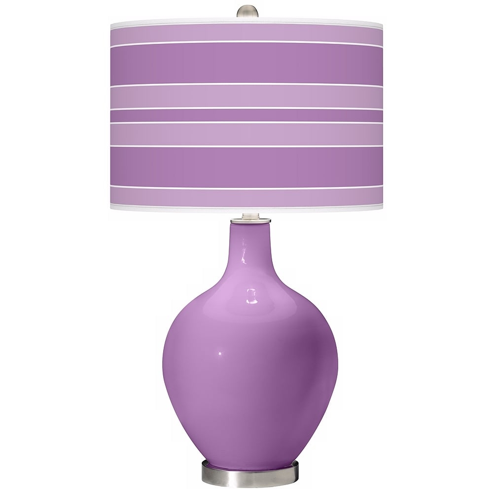 Color Plus Ovo 28 1/2" Bold Stripe African Violet Purple Table Lamp - Image 0