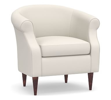 SoMa Lyndon Upholstered Armchair, Polyester Wrapped Cushions, Performance Twill Warm White - Image 0