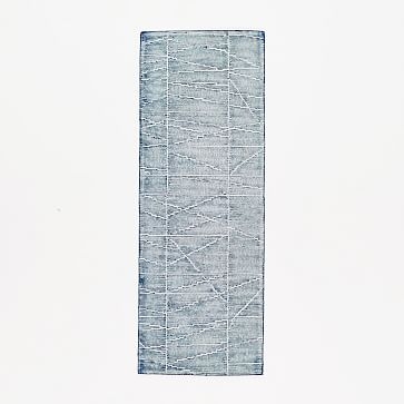 Erased Lines Wool Rug, 8'x10', Blue Lagoon - Image 3