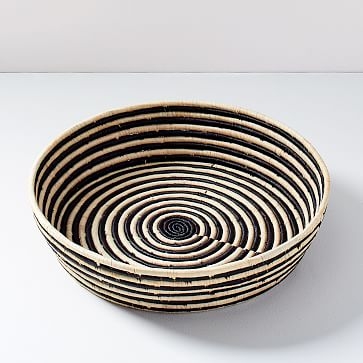 All Across Africa Tray, Natural and Black, Stripe Woven, 18" Diameter - Image 0