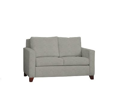 Cameron Square Arm Upholstered Loveseat 60", Polyester Wrapped Cushions, Premium Performance Basketweave Light Gray - Image 0