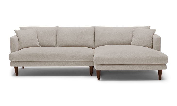 Beige Lewis Mid Century Modern Sectional - Cody Sandstone - Mocha - Right - Cylinder Legs - Image 0