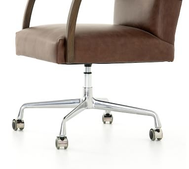 Masterson Leather Desk Chair / Oak / Havana Brown Leather - Image 4