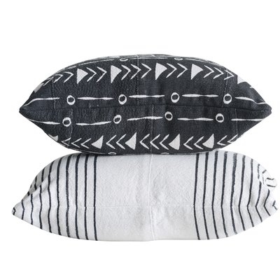 Maree 2 Piece African Mudcloth Patterned Cotton Lumbar Pillows - set of 2 - Image 0