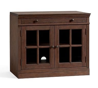 Livingston 35" Glass Door Cabinet with Top, Brown Wash - Image 0