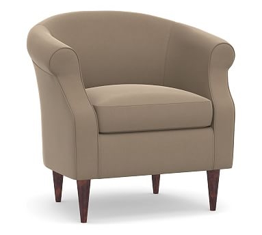 SoMa Lyndon Upholstered Armchair, Polyester Wrapped Cushions, Performance Plush Velvet Taupe - Image 0