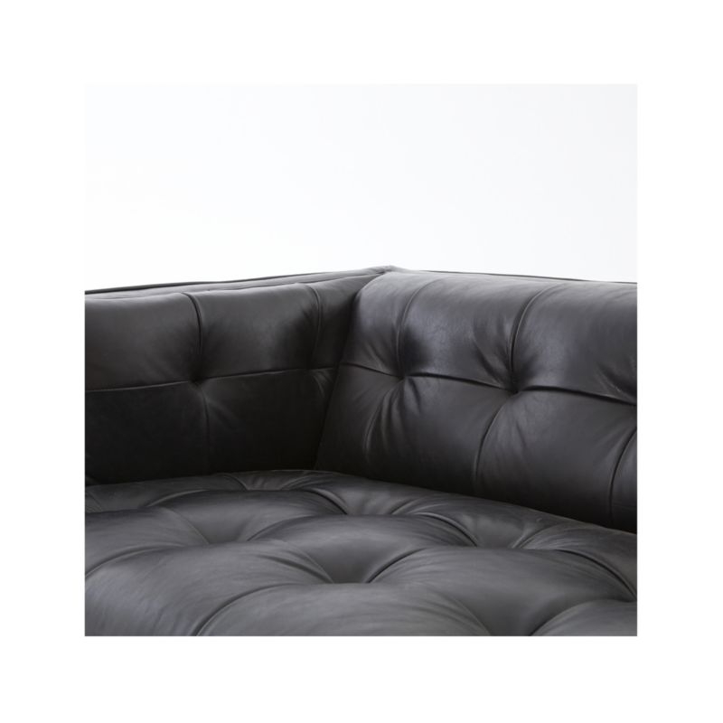 Byrdie Black Leather Modern Tufted Sofa - Image 2