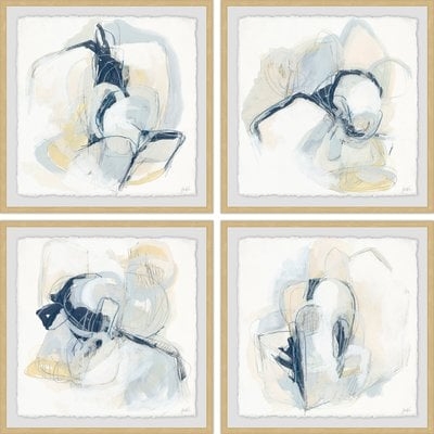 'Pastel Sketches' 4 Piece Framed Acrylic Painting Print Set - Image 0