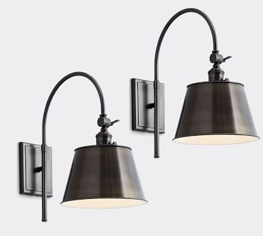 PB Classic Bronze Tapered Metal Hood with Bronze Classic Arc Sconce - Image 4