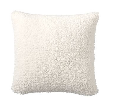 Faux Sheepskin Pillow Cover, 18", Ivory - Image 0