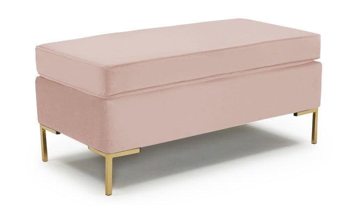 Pink Dee Mid Century Modern Bench with Storage - Mixology Blush - Image 0