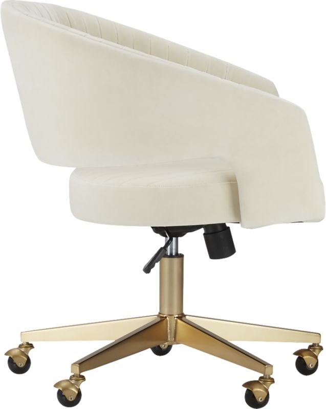 Channel Office Chair, Ivory Velvet - Image 4