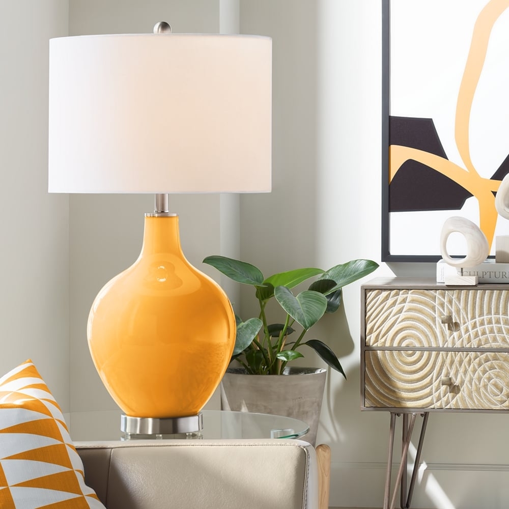 Color Plus Ovo 28 1/2" High Carnival Orange Glass Table Lamp - Image 0