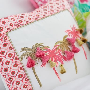 Lilly Pulitzer Palm Pillow Cover, 18" x18", Hotty Pink - Image 1