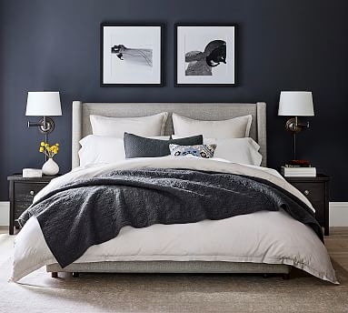 Elliot Shelter Upholstered Bed, Queen, Brushed Crossweave Charcoal - Image 0