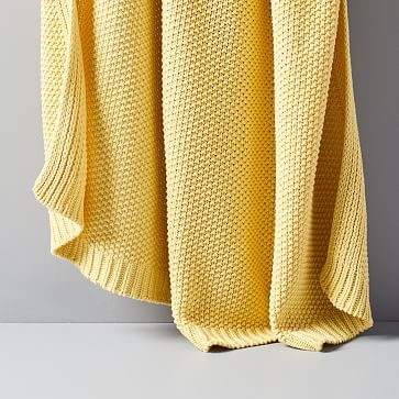 Cotton Knit Throw, Yellow Stone, 50"x60" - Image 0