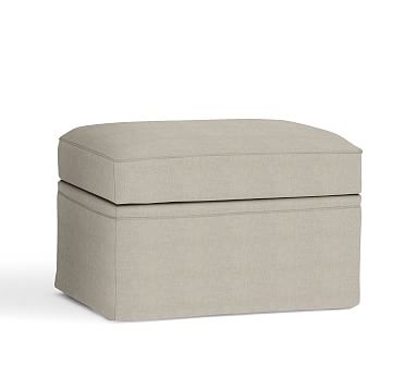 Cameron Slipcovered Storage Ottoman, Polyester Wrapped Cushions, Performance Heathered Tweed Pebble - Image 2
