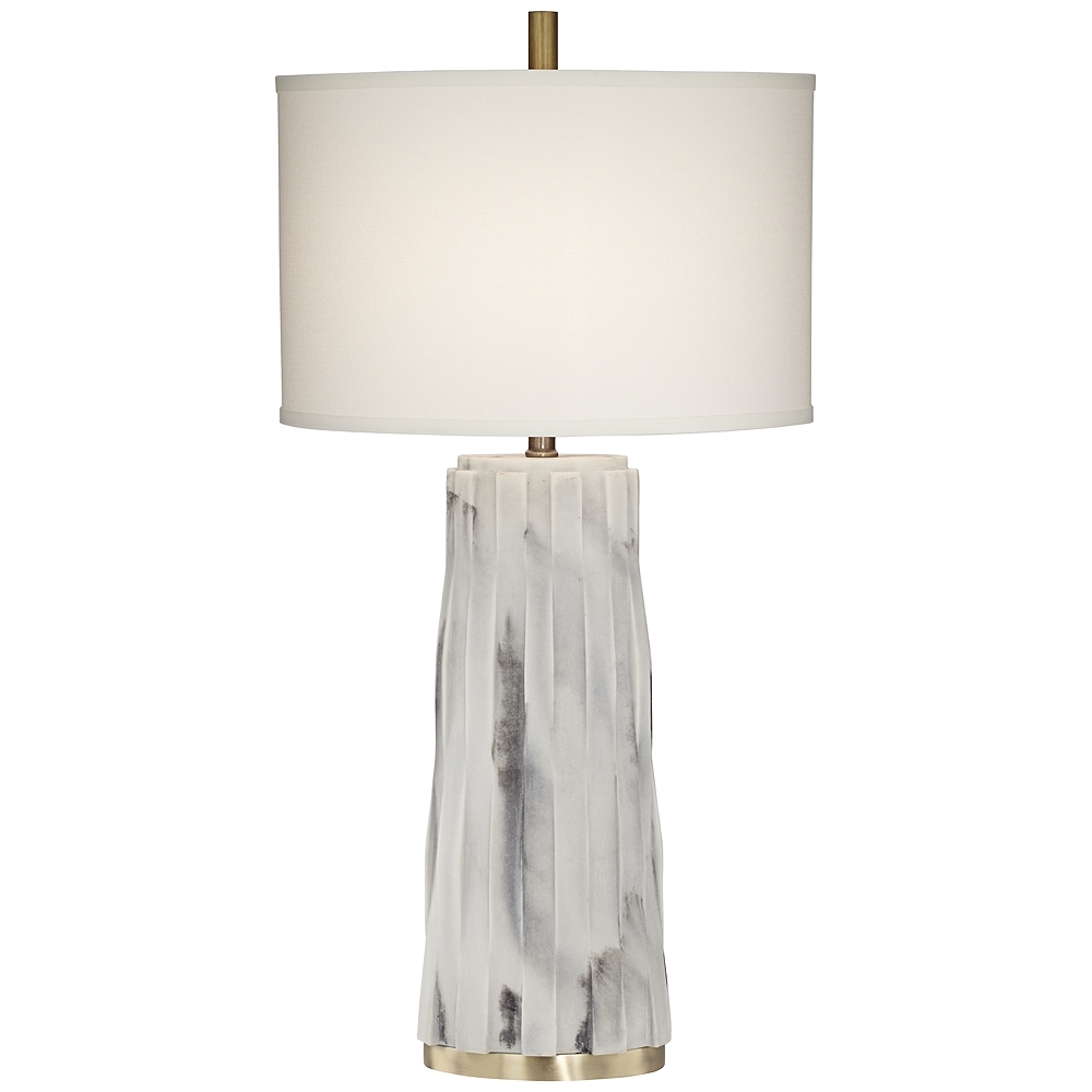 Glacier White Faux Marble Contemporary Table Lamp - Style # 16H14 - Image 0