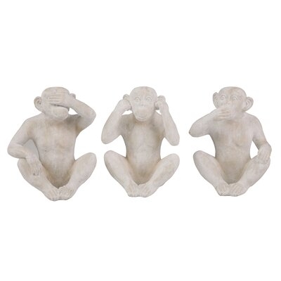 3 Piece Briaroaks Resin Monkey See No Say No and Hear No Figurine Set - Image 0