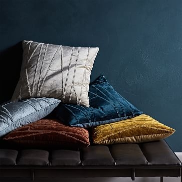 Velvet Applique Pillow Cover, 20"x20", Regal Blue - Image 2