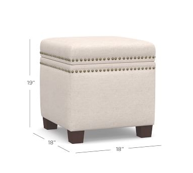 Tamsen Upholstered Cube Storage Ottoman, Premium Performance Basketweave Pebble - Image 4
