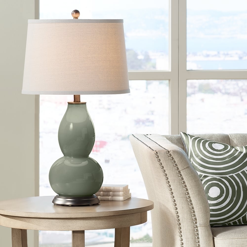 Color Plus Double Gourd 28 3/4" High Deep Lichen Green Table Lamp - Image 0