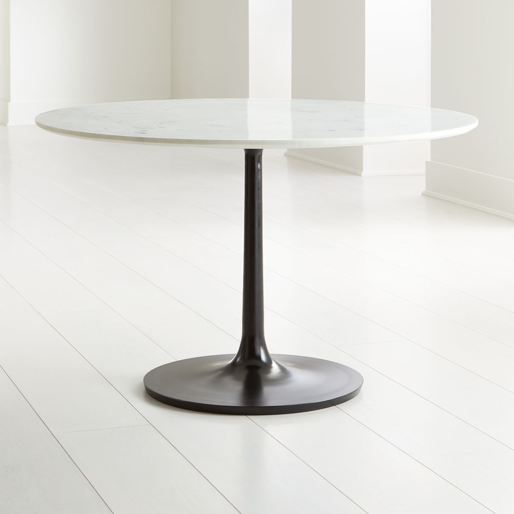 Nero 48" White Marble Dining Table with Matte Black Base - Image 1