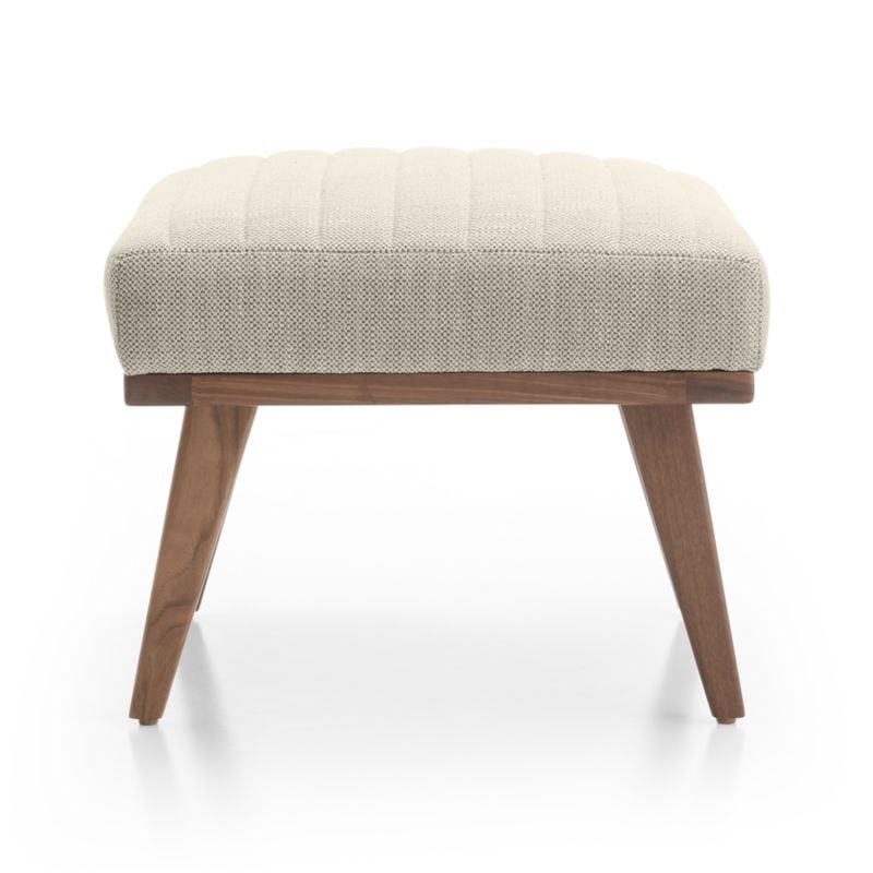 Cavett Channel Walnut Wood Frame Ottoman - Image 3