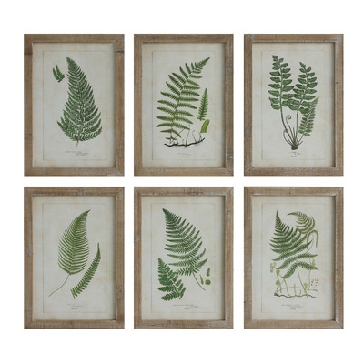 Redvers Wood Framed Wall Decor with Fern Fronds - 6 Piece Picture Frame Print Set on Wood - Image 0
