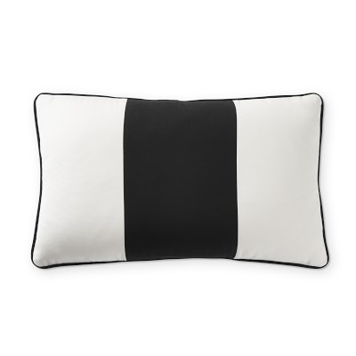 Sunbrella Outdoor Wide Stripe Lumbar Pillow Cover, 14" X 22", Black - Image 0