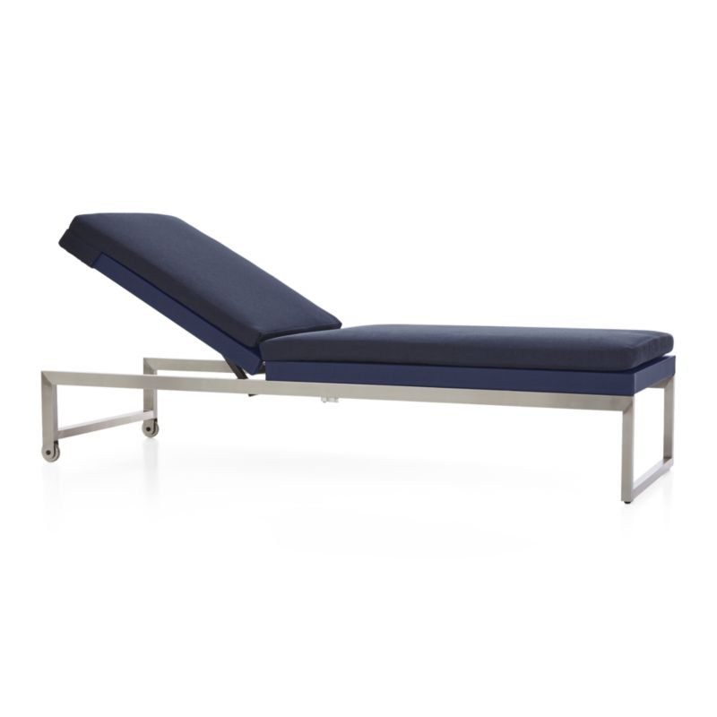 Dune Navy Outdoor Chaise Lounge with Sunbrella ® Cushion - Image 1
