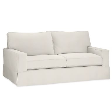 PB Comfort Square Arm Slipcovered Grand Sofa 87", Box Edge, Memory Foam Cushions, Denim Warm White - Image 2