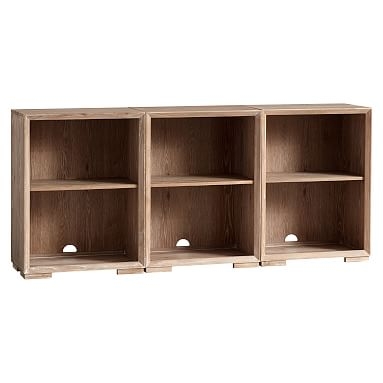Callum Triple 2-Shelf Low Bookcase with Feet, Smoked Gray - Image 0