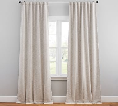Seaton Textured Cotton Blackout Curtain, 50 X 84", Oatmeal - Image 1