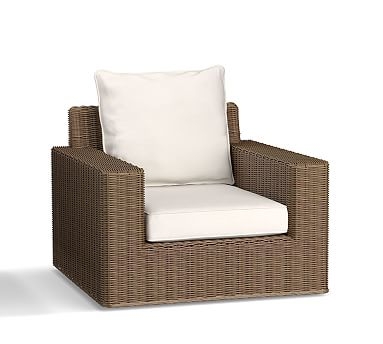Torrey All-Weather Wicker Square Arm Swivel Lounge Chair with Cushion, Natural - Image 2