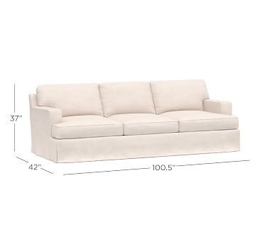 Townsend Square Arm Slipcovered Grand Sofa 100.5", Polyester Wrapped Cushions, Performance Tweed Silver Taupe - Image 1