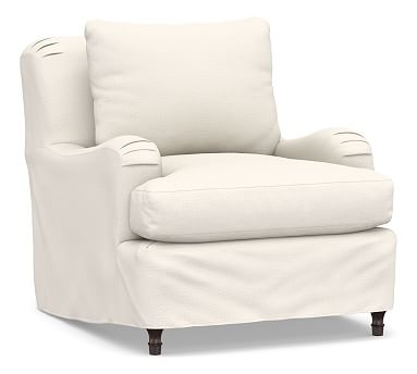 Carlisle Slipcovered Armchair, Down Blend Wrapped Cushions, Performance Chateau Basketweave Ivory - Image 0