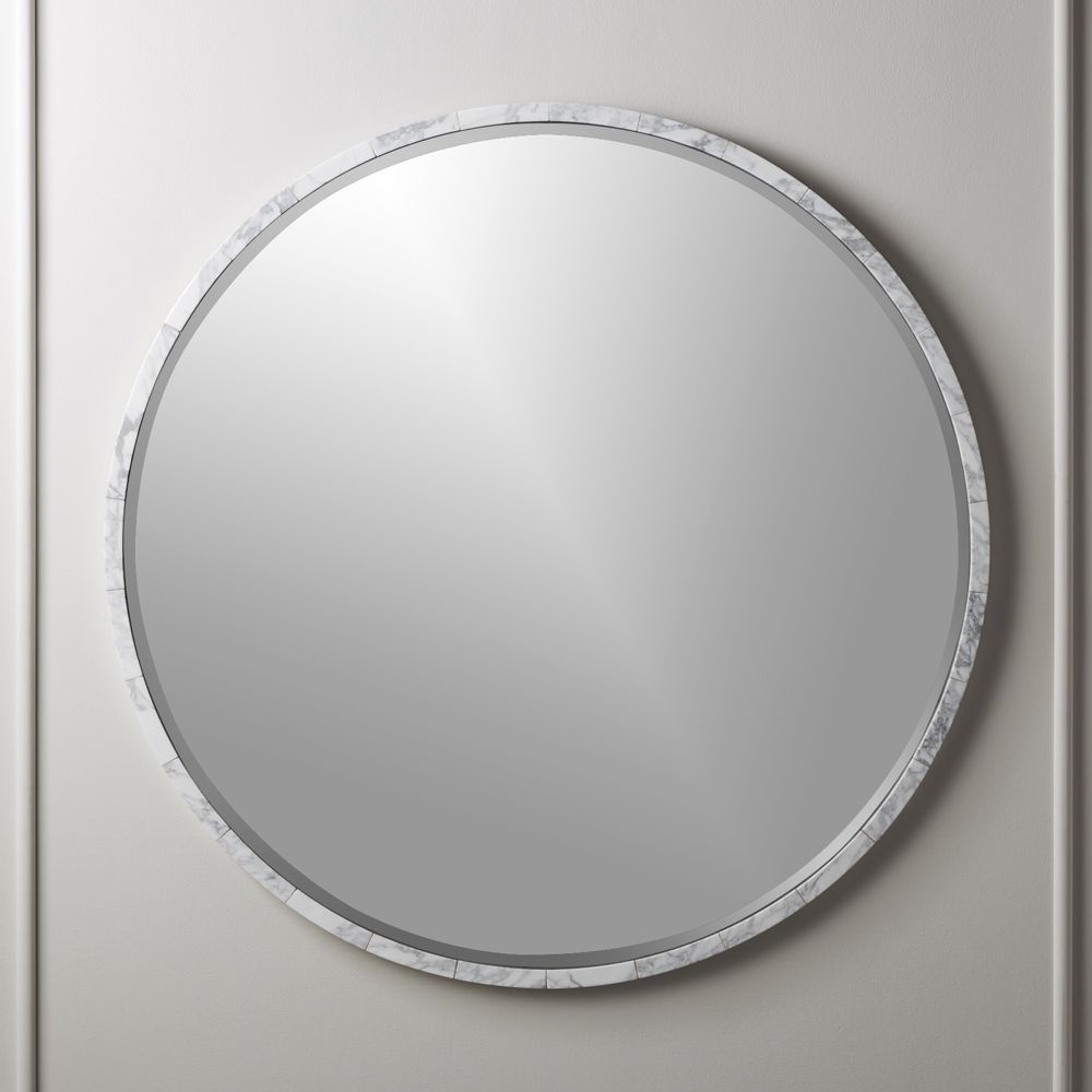 White Marble Wall Mirror 36" - Image 0