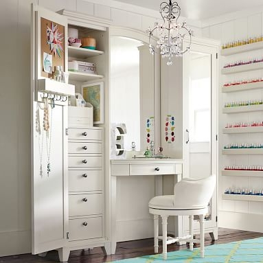 Hampton Vanity Bookcase with Mirror, Right Tower, Simply White - Image 3
