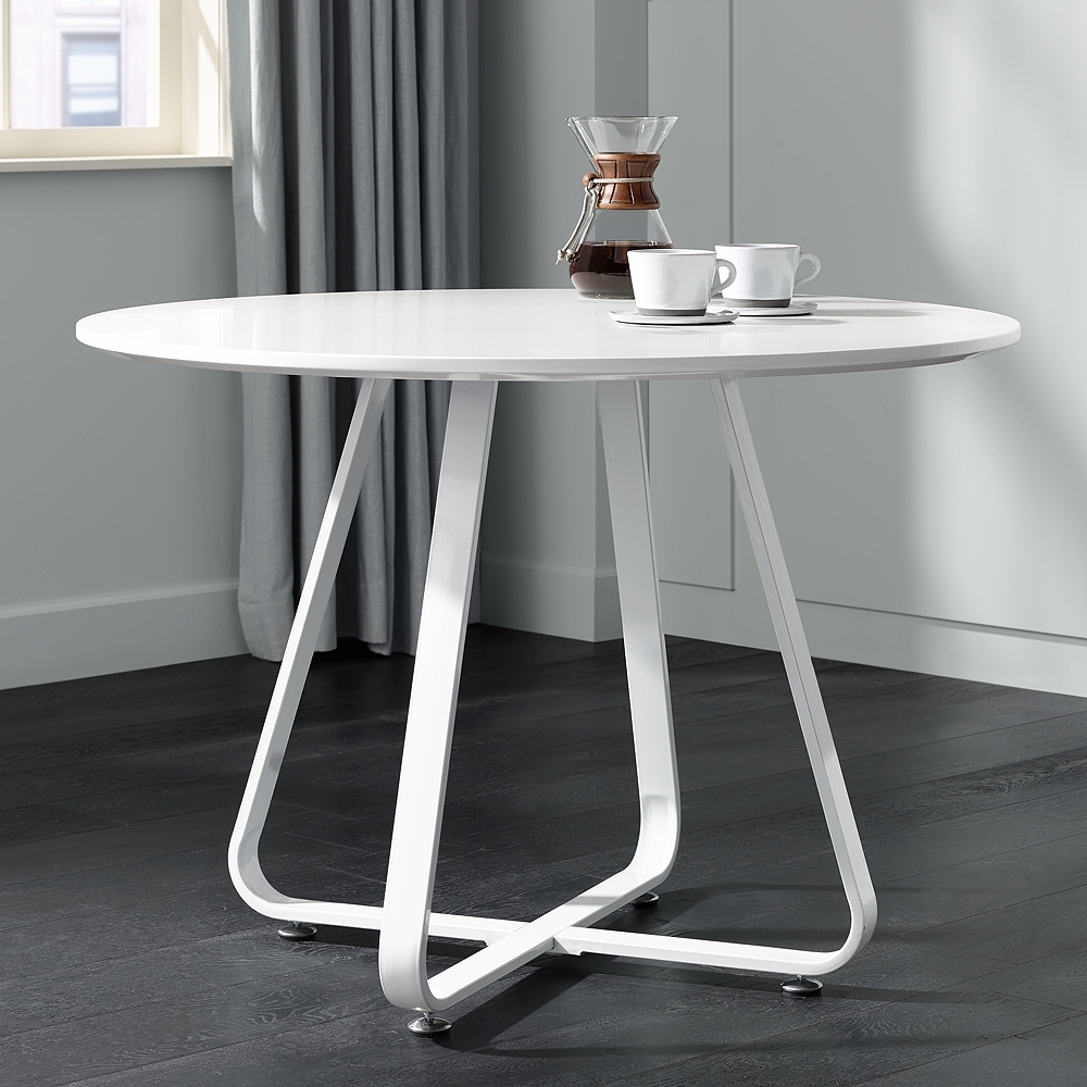 Mason 43" Wide High Gloss White Round Dining Table - Style # 47C11 - Image 0