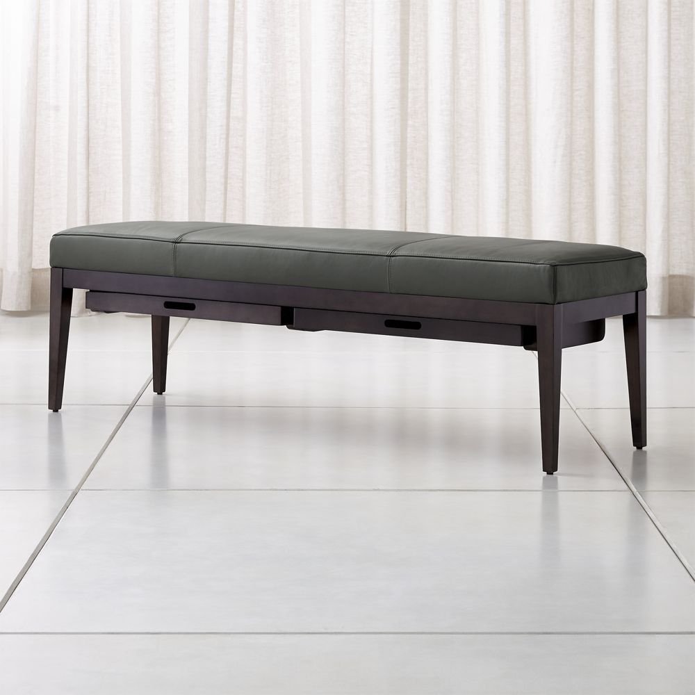 Nash Leather Large Bench with Tray - Image 0
